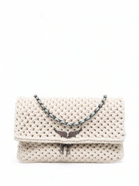 Rock Macramé Beige Shoulder Bag