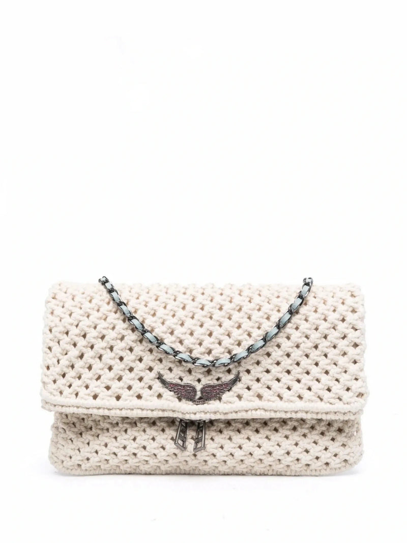 Rock Macramé Beige Shoulder Bag