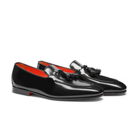 Leather Tassel Black Loafers