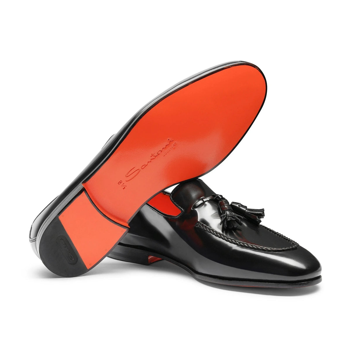 Leather Tassel Black Loafers