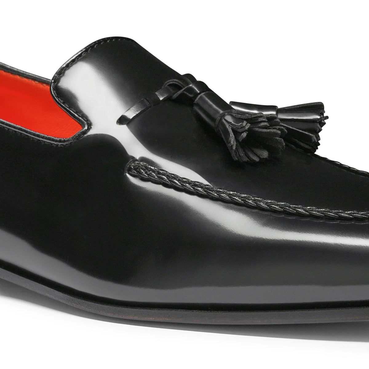Leather Tassel Black Loafers