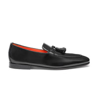 Leather Tassel Black Loafers
