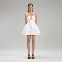 Flared White Taffeta Dress