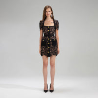 Guipure Lace Black Dress