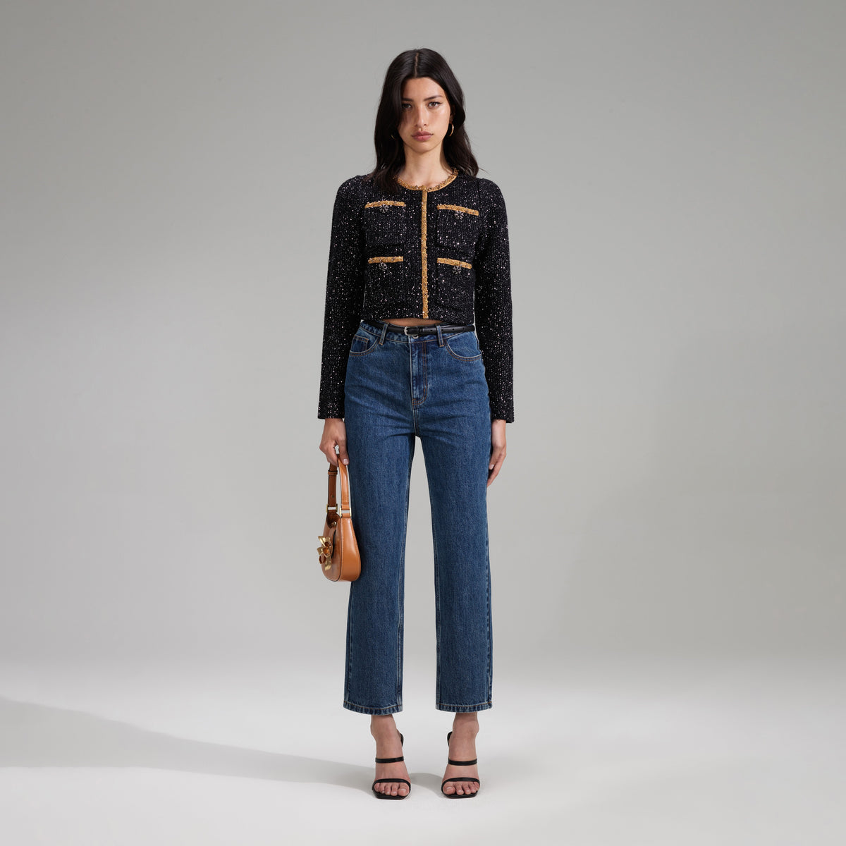 Sequin Knit Black Cardigan