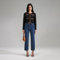 Sequin Knit Black Cardigan