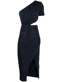 One-Shoulder Navy Midi Dress