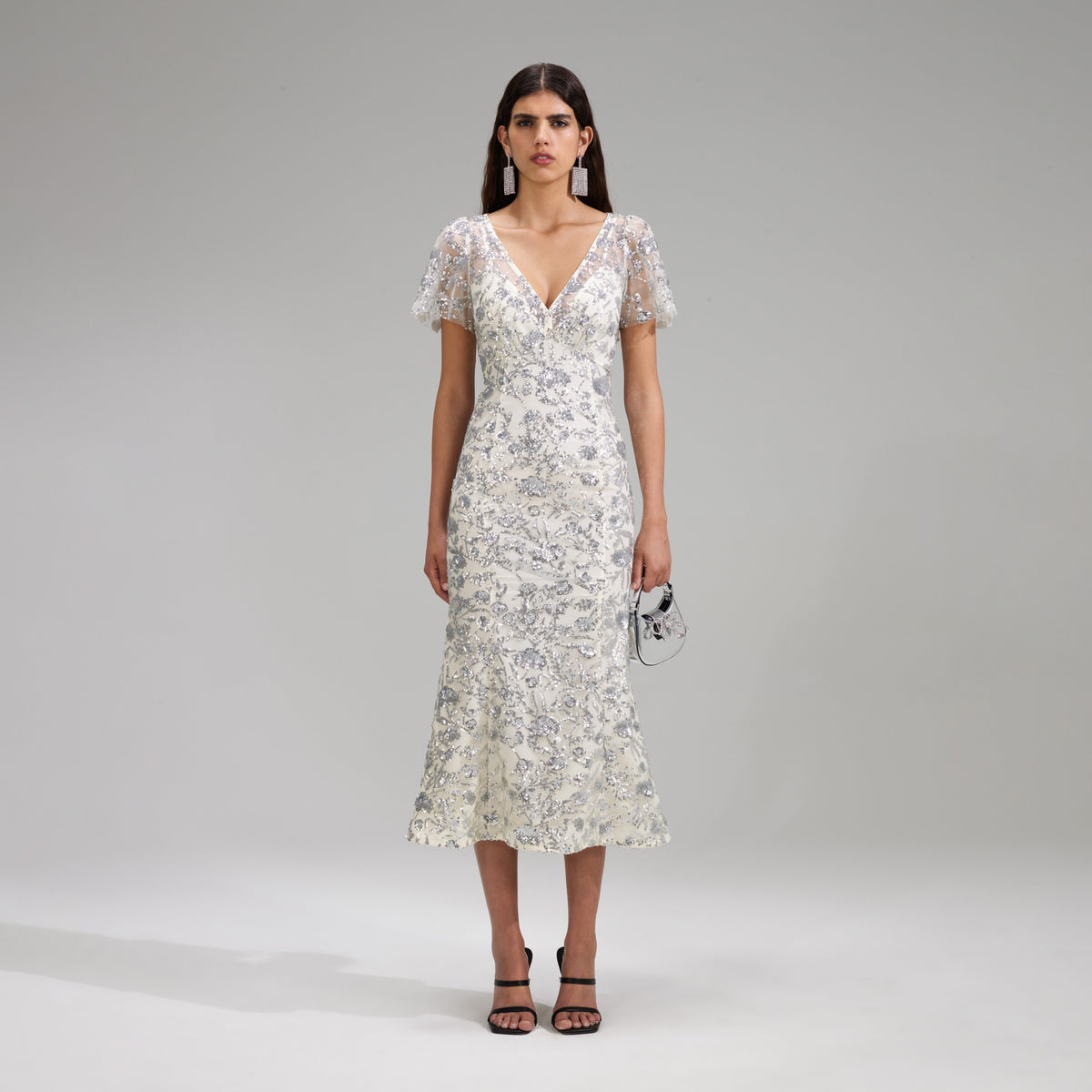 Sequinned Gold Midi Dress