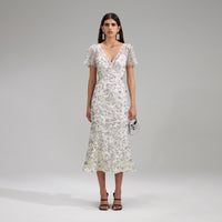 Sequinned Gold Midi Dress