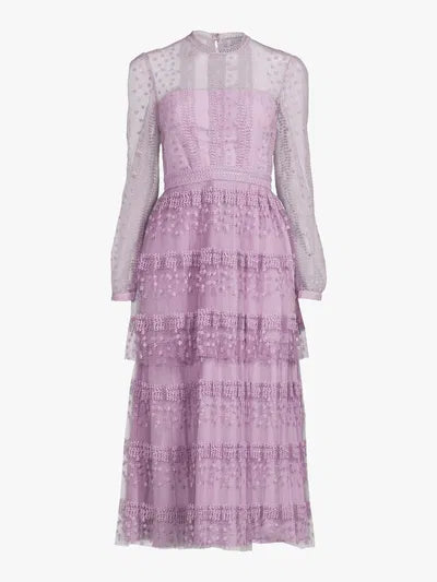 Tiered Lilac Lace Dress
