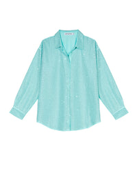 Rhinestone Taffeta Blue Shirt