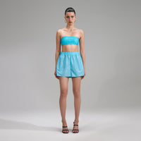 Rhinestone Blue Bikini Top