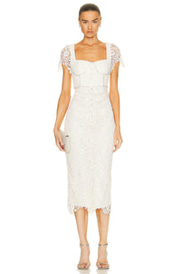 Lace White Midi Dress