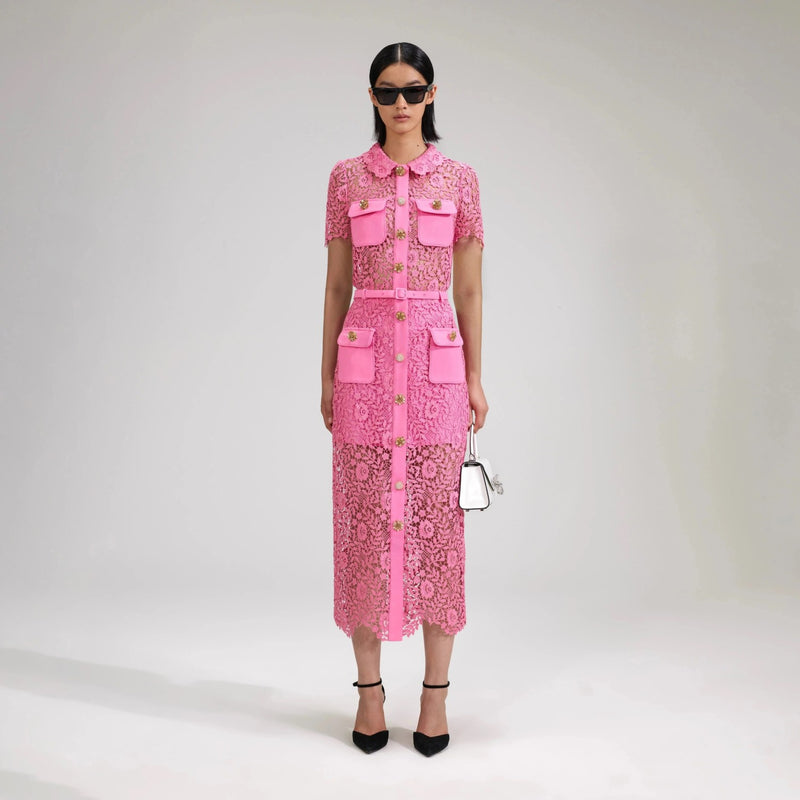 LACE MIDI Pink SKIRT