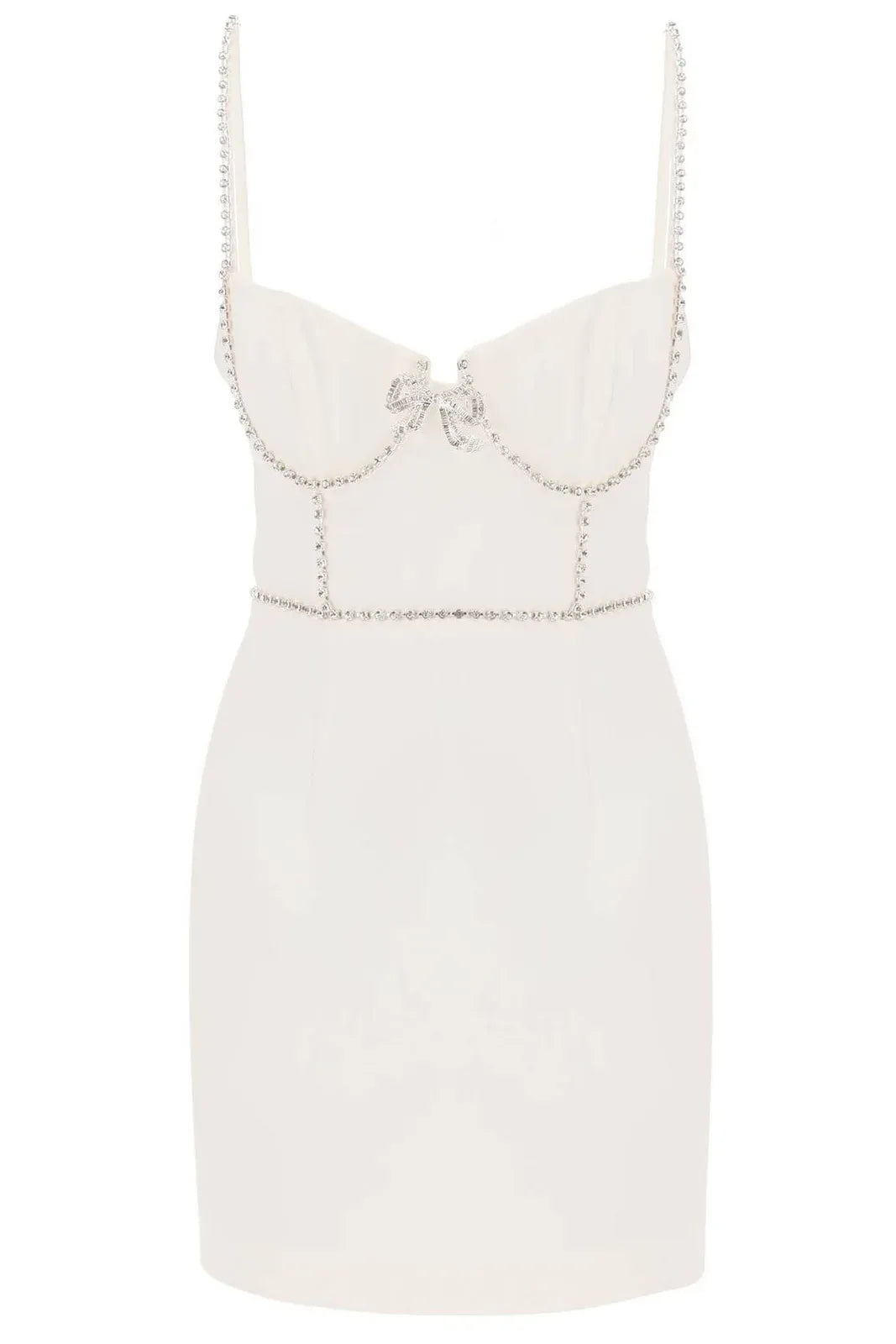 Crepe Bow White Mini Dress
