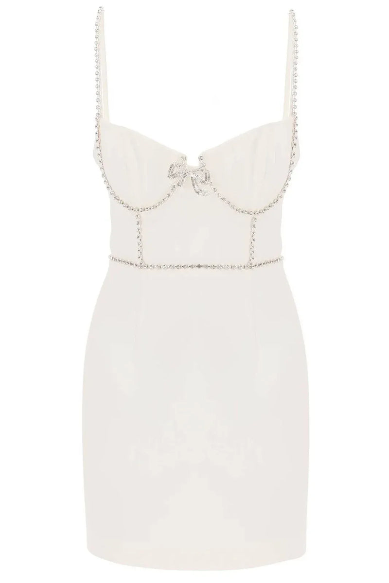Crepe Bow White Mini Dress