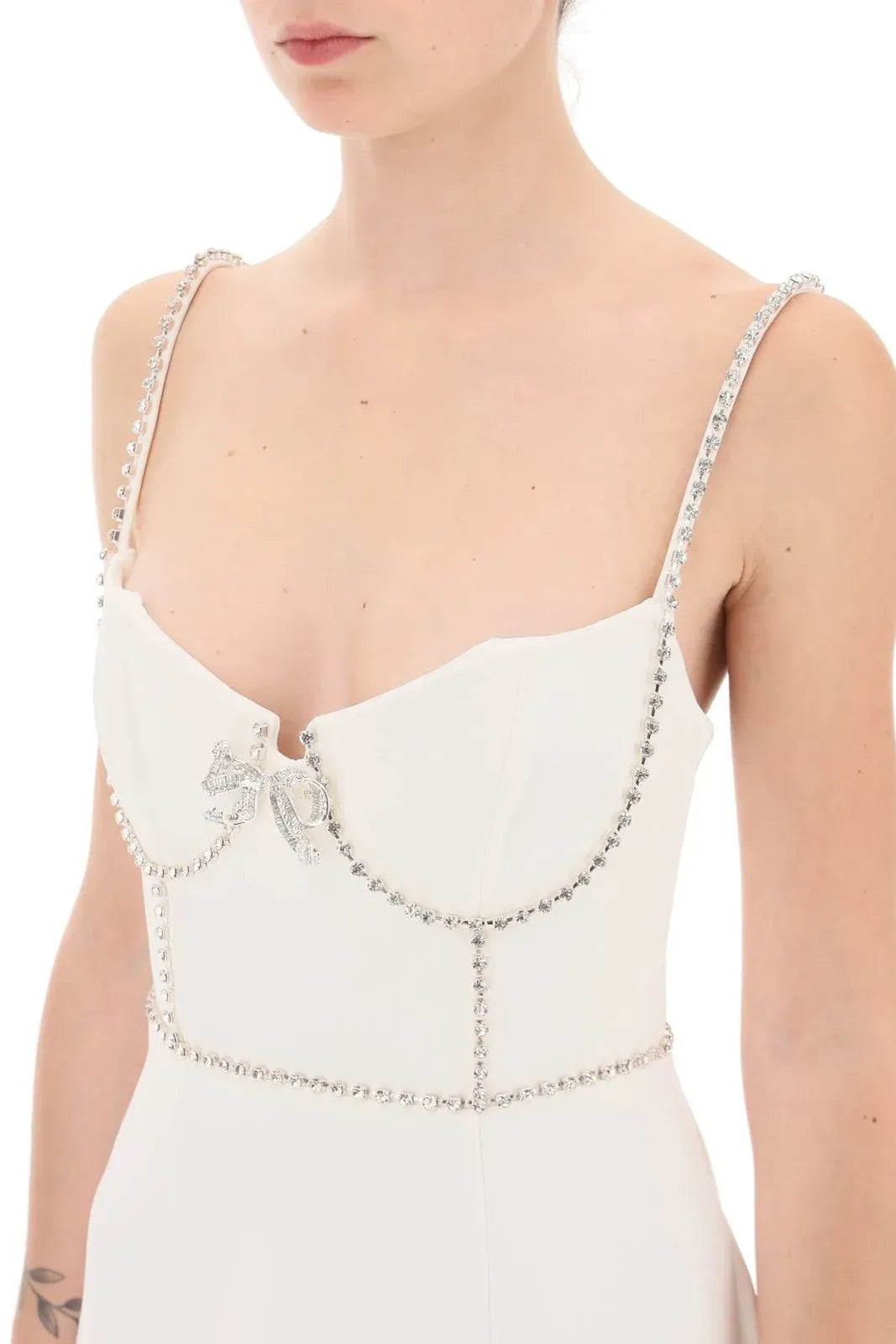 Crepe Bow White Mini Dress