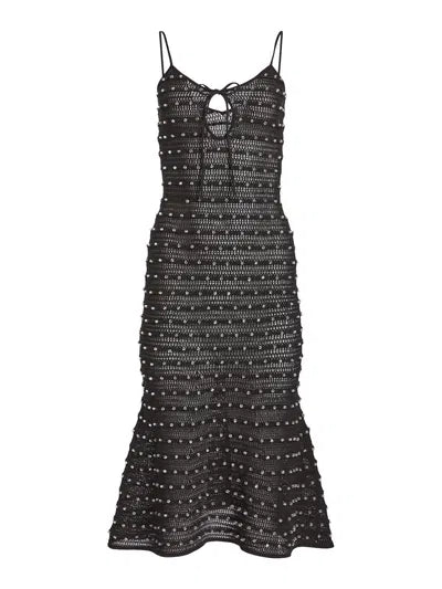 Beaded Black Knit Midi Dress