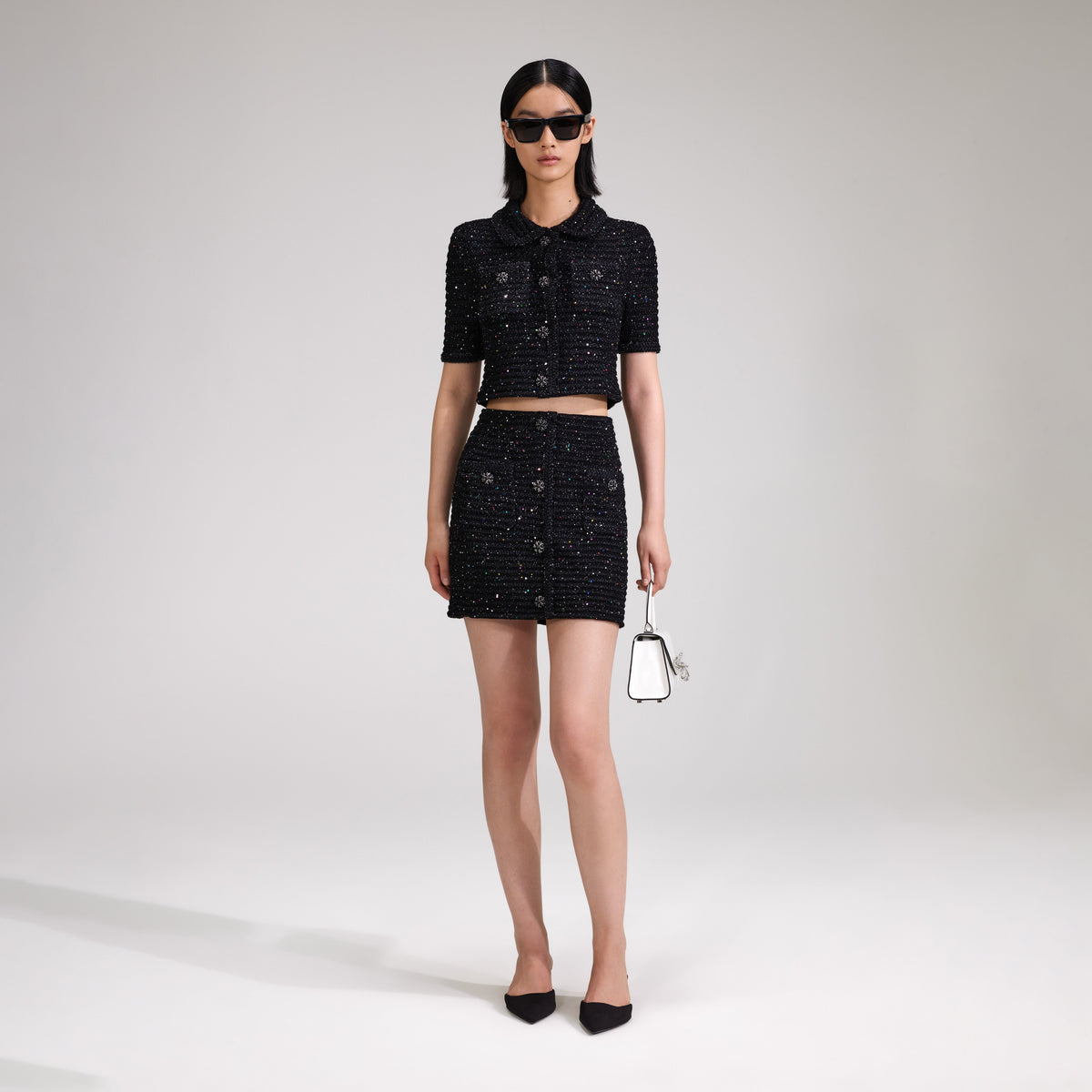 Sequin Knit Black Top