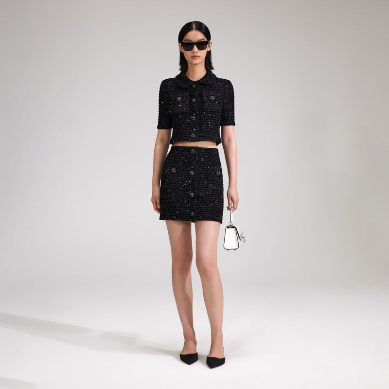 Sequin Knit Black Top