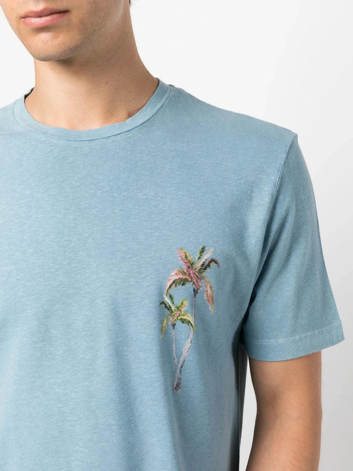Palm Tree-Print Blue T-Shirt