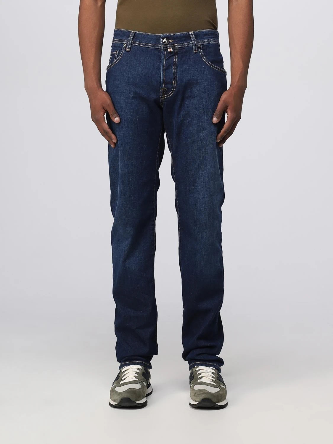 Straight-Leg Blue Jeans