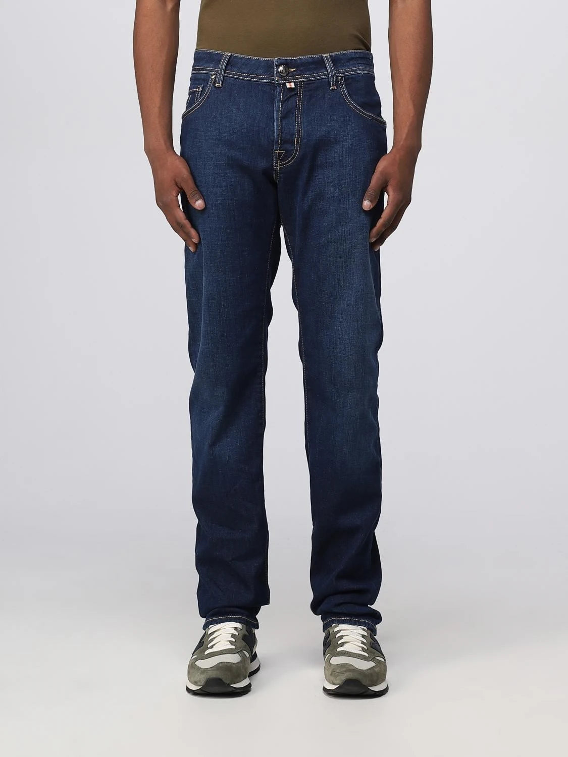 Straight-Leg Blue Jeans