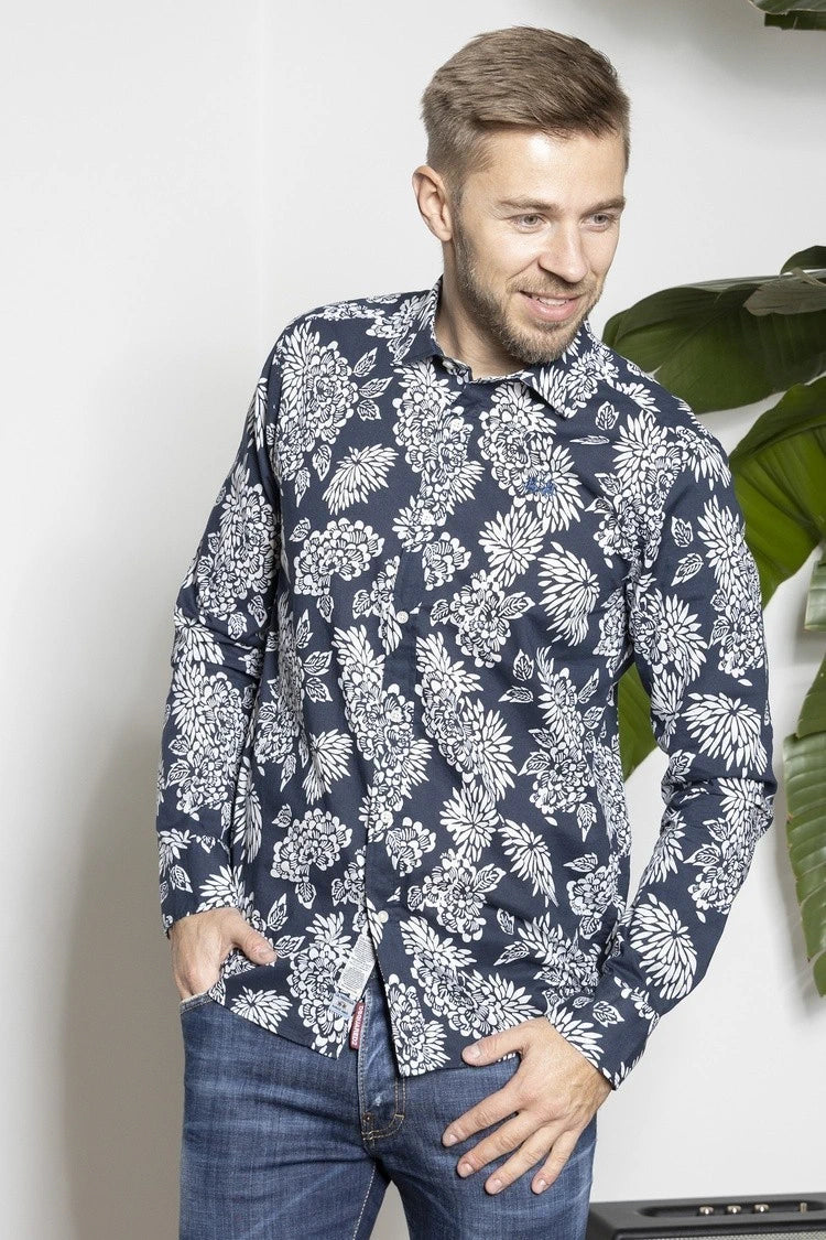 All Over Print Blue Shirt