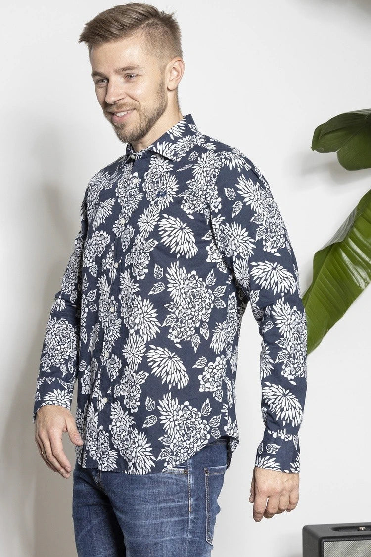 All Over Print Blue Shirt