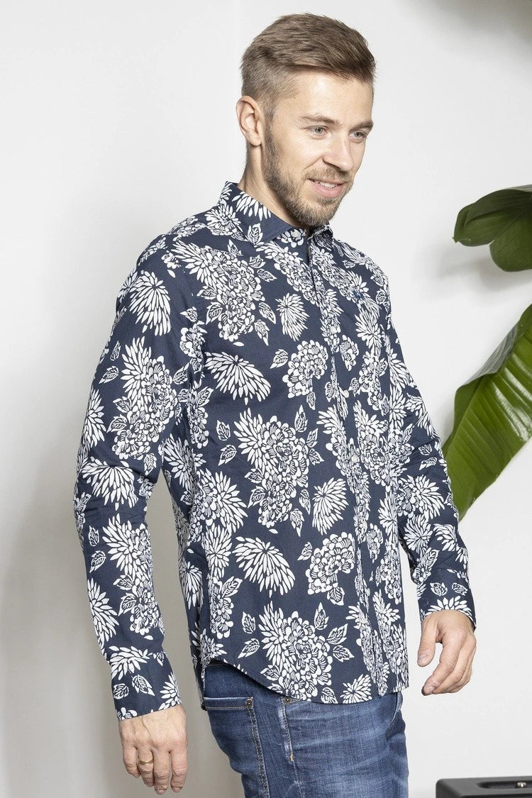 All Over Print Blue Shirt