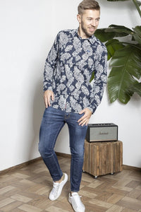 All Over Print Blue Shirt