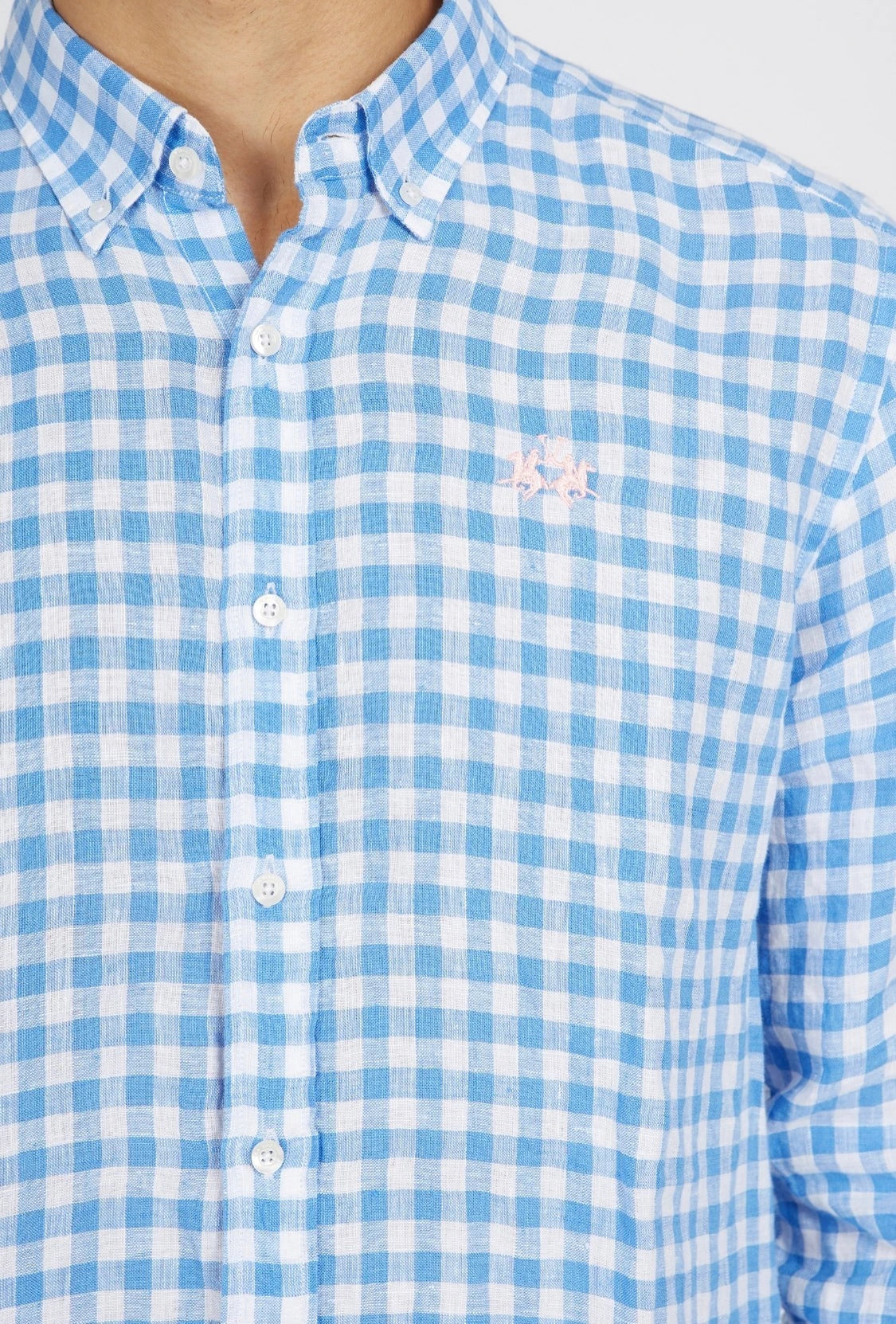 Checked Linen Blue Shirt