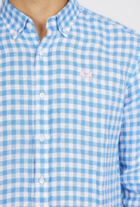 Checked Linen Blue Shirt