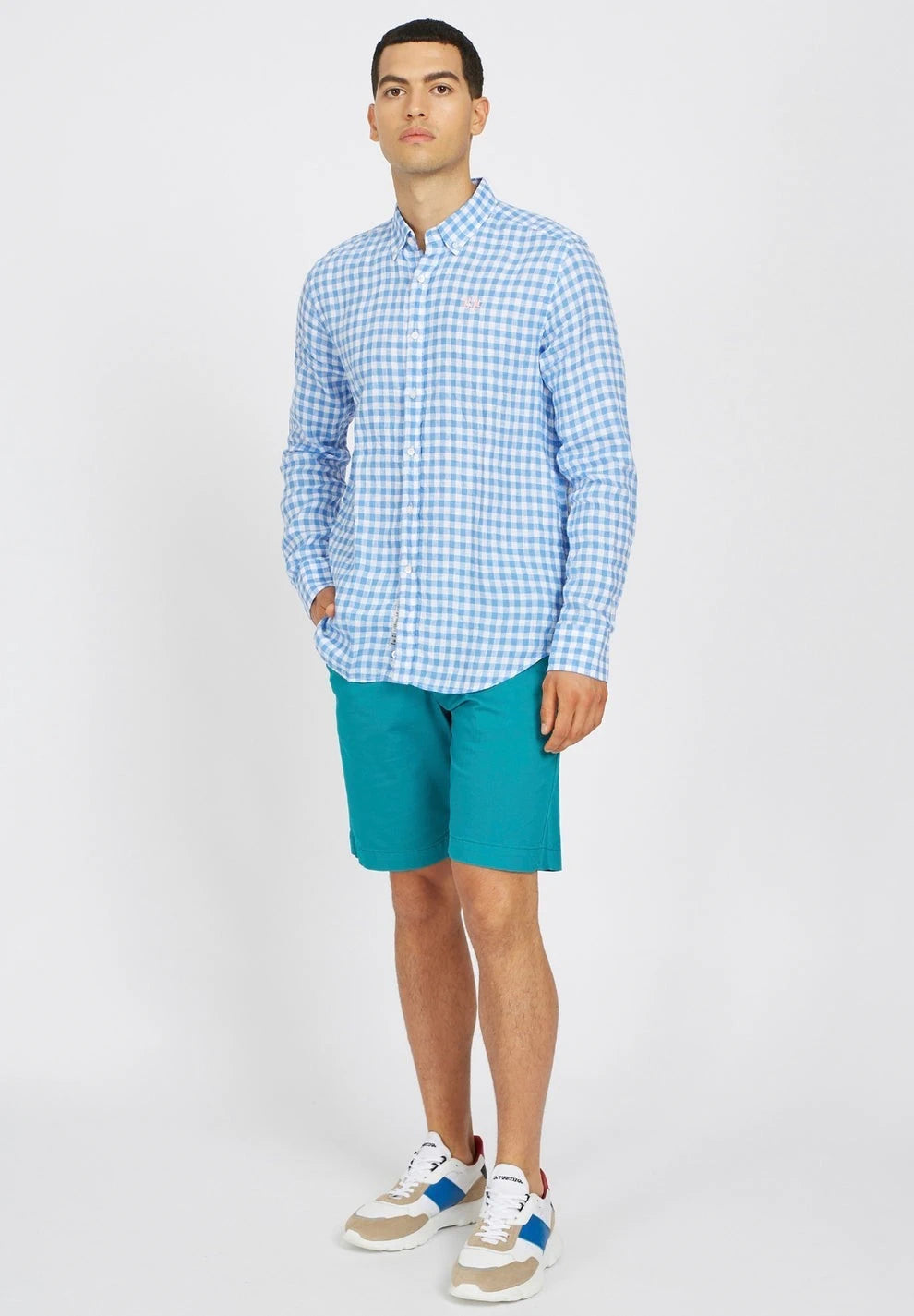 Checked Linen Blue Shirt