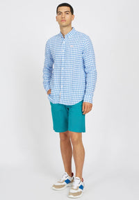 Checked Linen Blue Shirt
