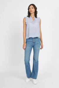 Ruffle Trim White Blouse