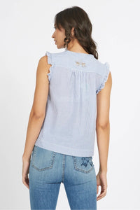 Ruffle Trim White Blouse