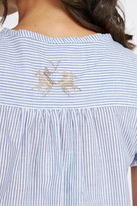 Ruffle Trim White Blouse