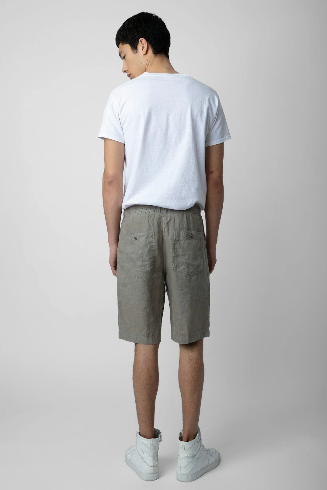 Pixels Green Linen Shorts