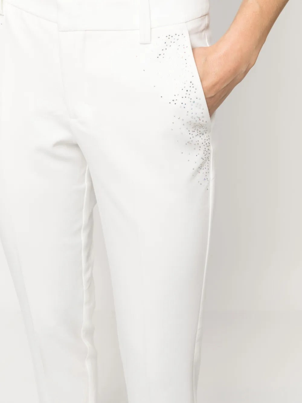Prune Rhinestone White Trousers