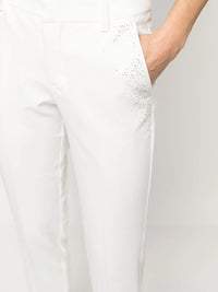 Prune Rhinestone White Trousers