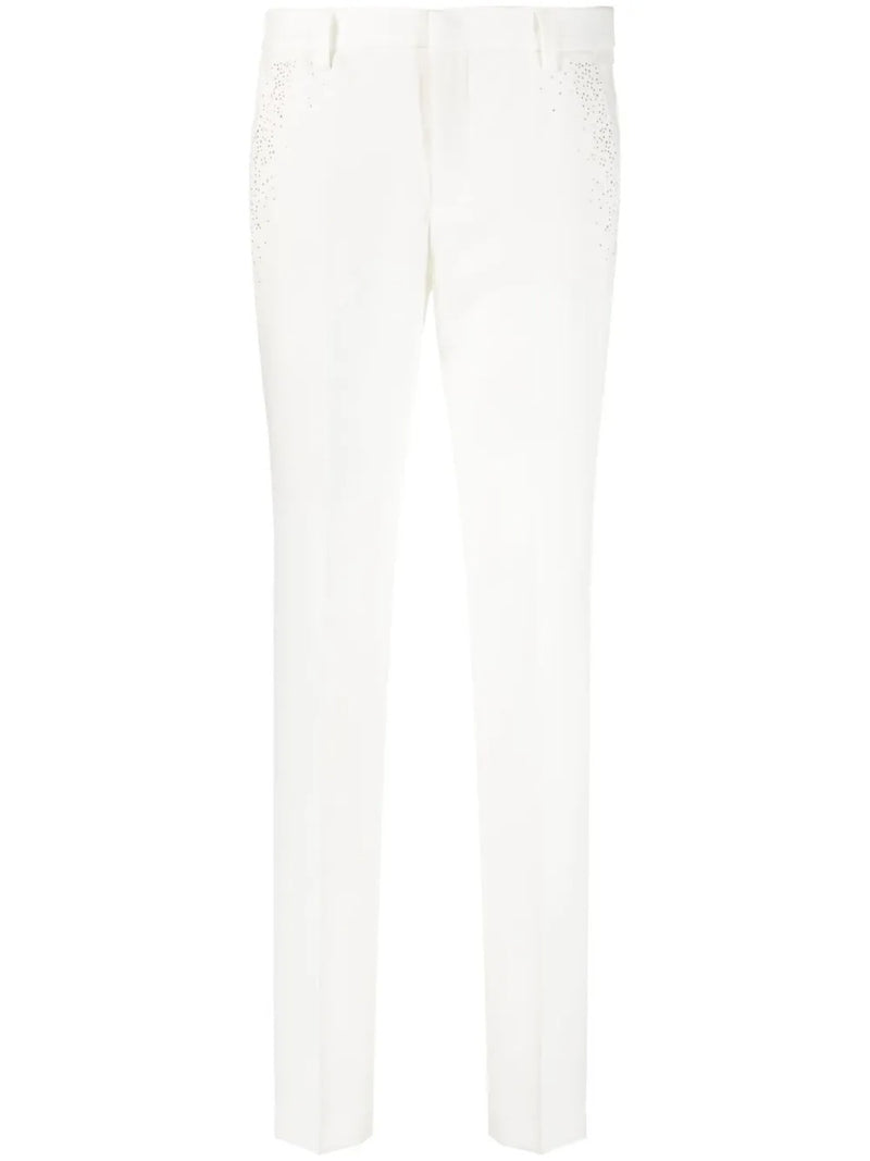Prune Rhinestone White Trousers
