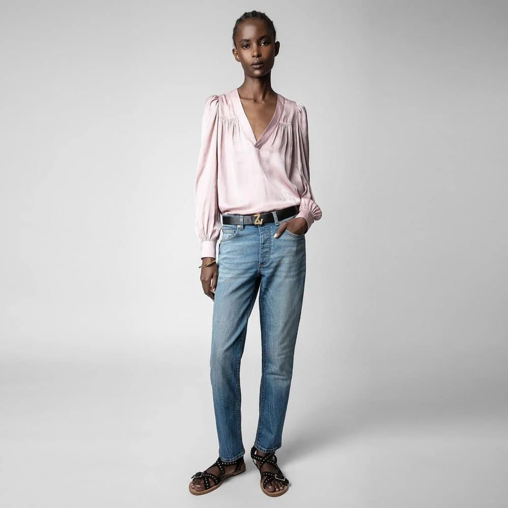 Telia Purple Satin Blouse