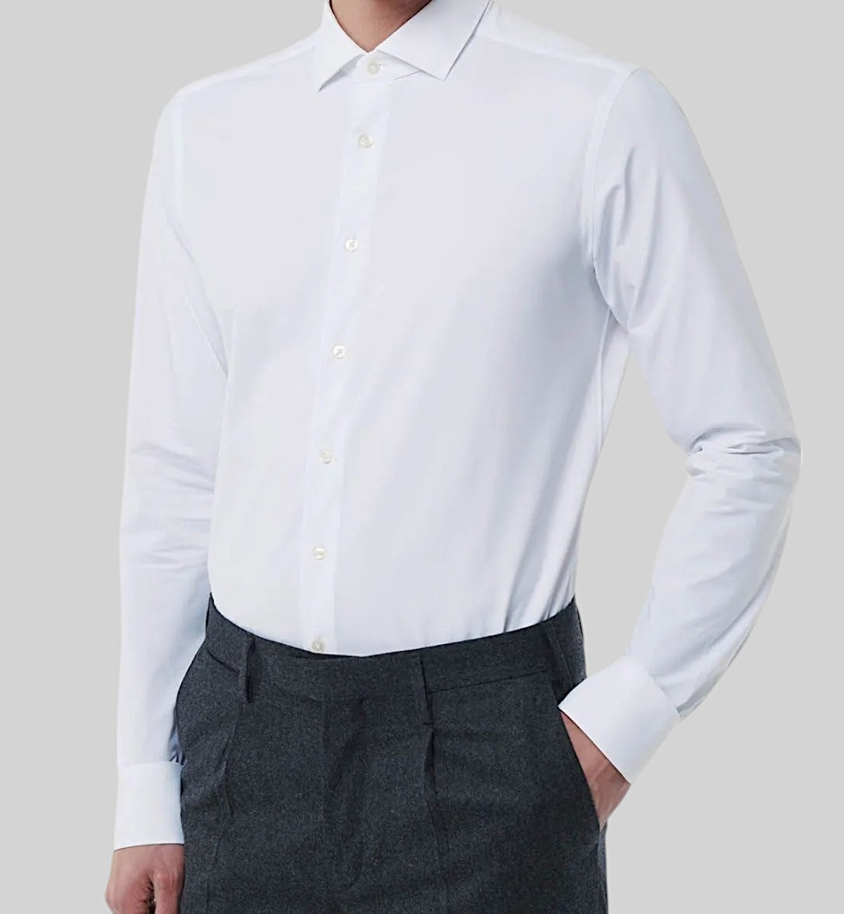 Regular Fit White Knitted Shirt