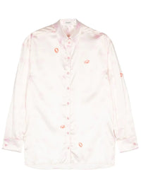 Lip Print White Chemise Shirt