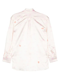 Lip Print White Chemise Shirt
