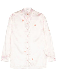 Lip Print White Chemise Shirt