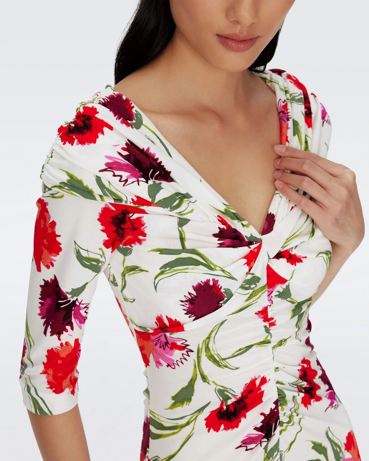 Ruche Sleeve Multicolour Dress