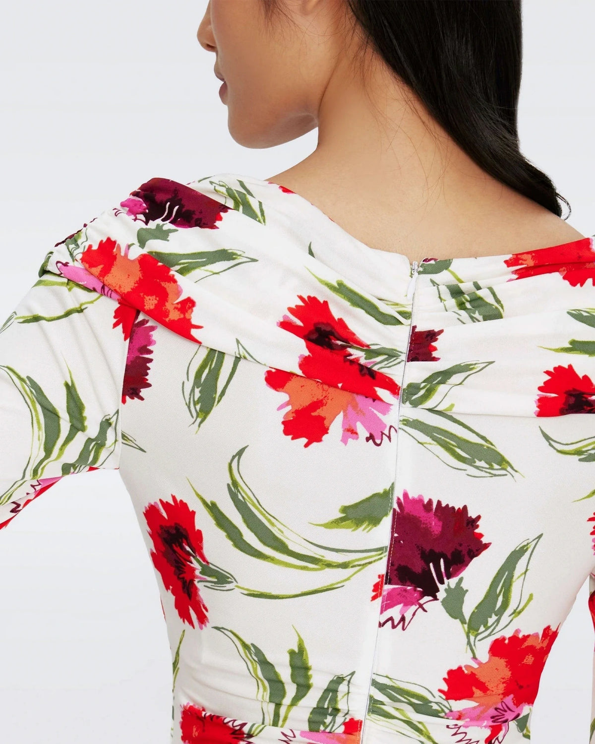 Ruche Sleeve Multicolour Dress