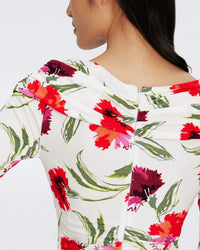 Ruche Sleeve Multicolour Dress